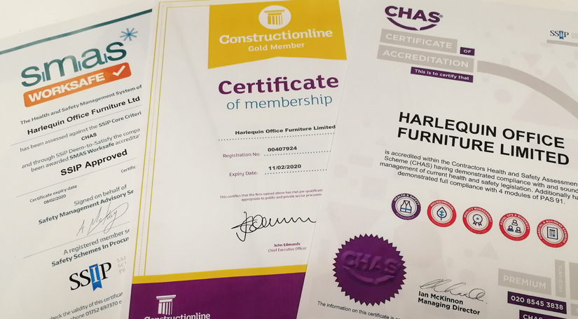 CHAS, SMAS & Constructionline Gold Accreditations