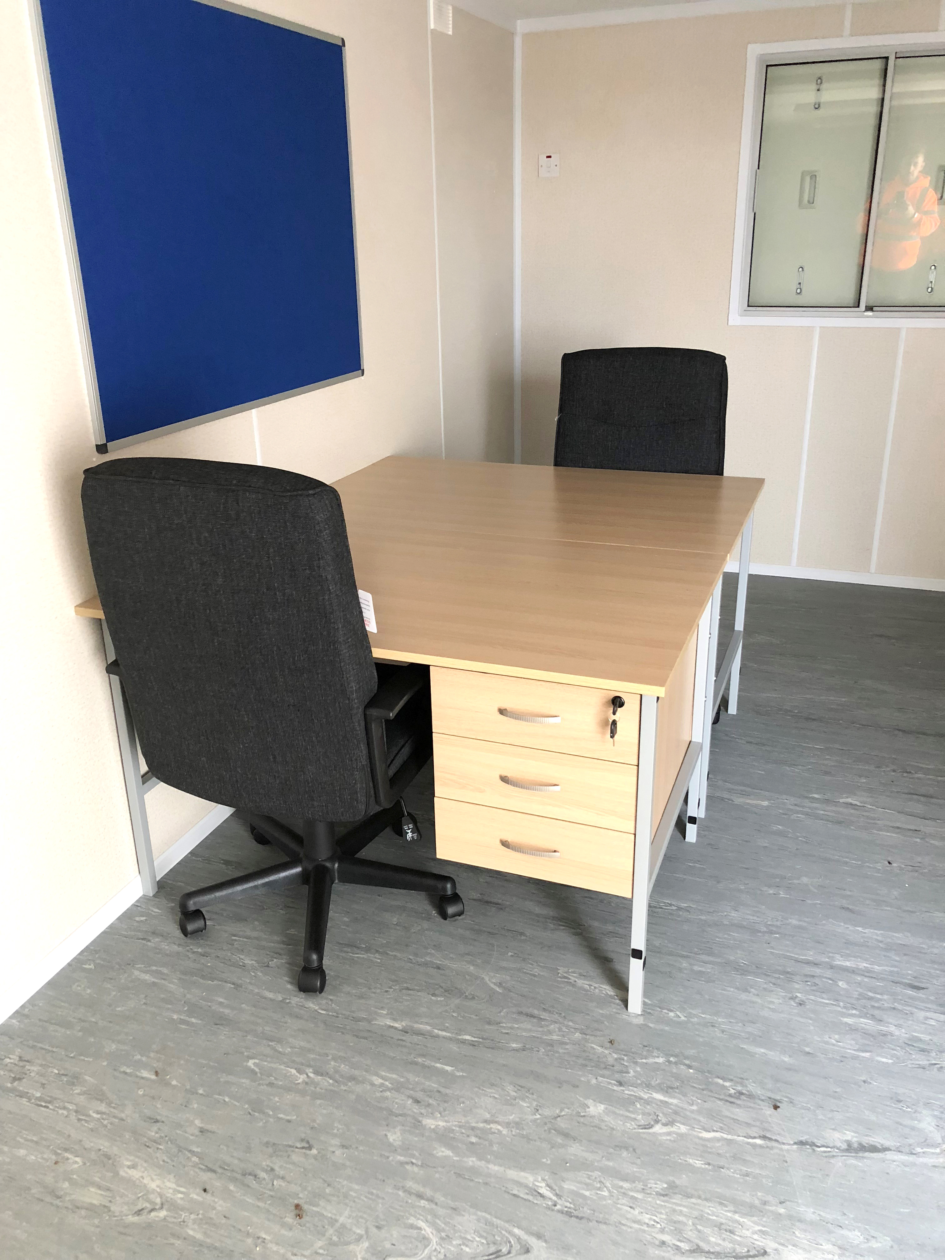 desk and chairs